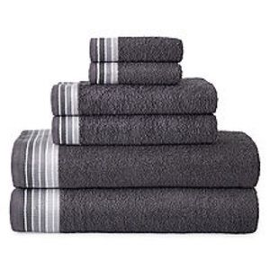 6pc. Grey border towel set